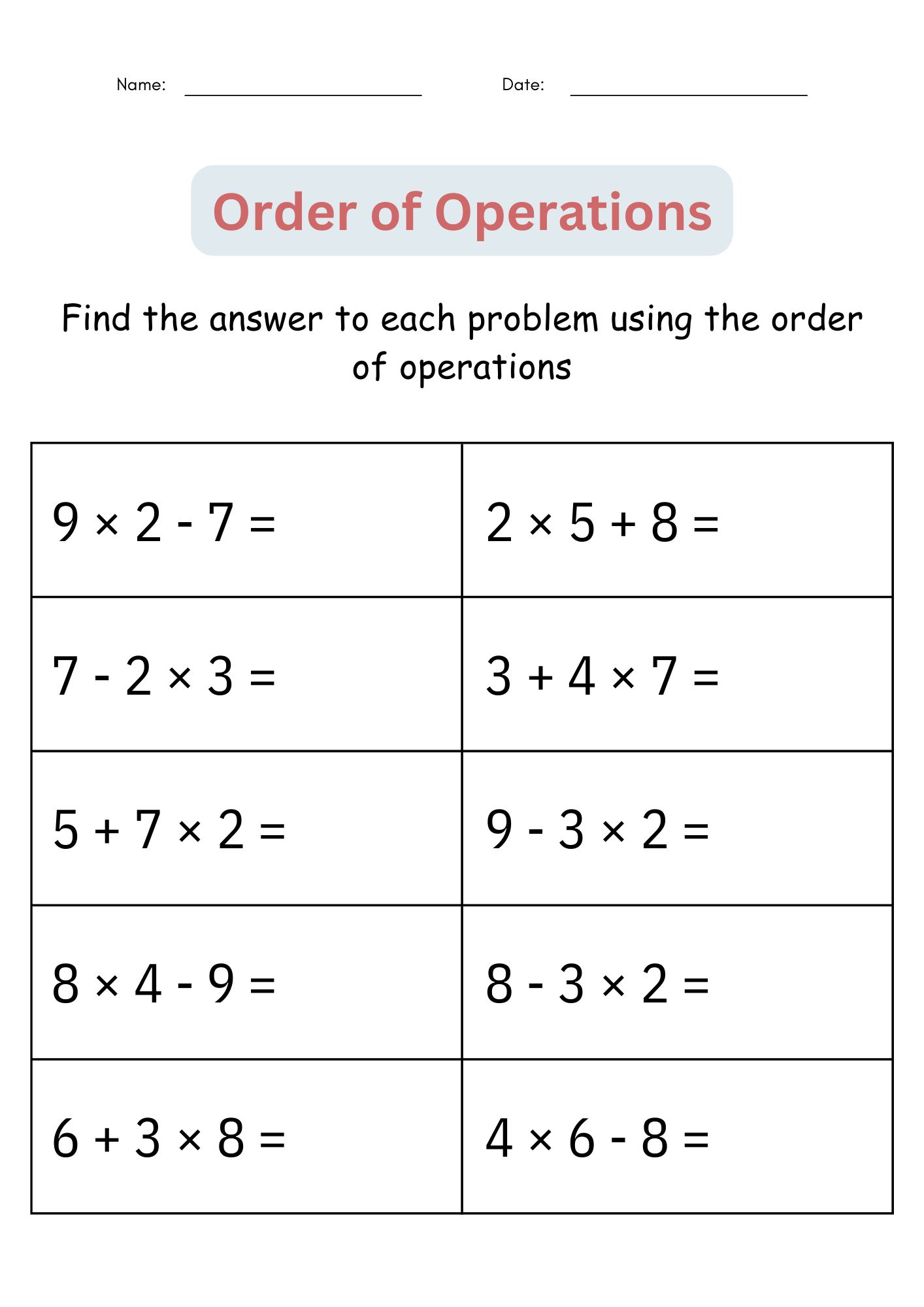 Printable Order Of Operations Digital Worksheets Activities For 4th 5th Grade Made By Teachers Printable Order Of Operations Digital Worksheets Activities For 4th 5th Grade Made By Teachers