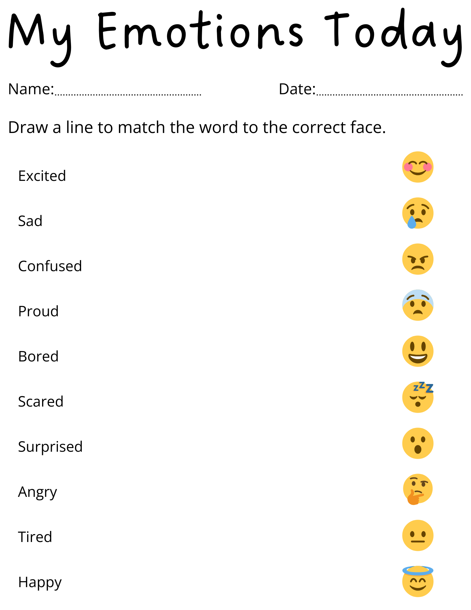 Feelings And Emotions Read And Match Worksheet For Children And ESL Students Free PDF Download Ezpzlearn