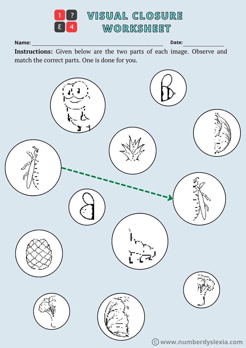 Printable Visual Closure Worksheets PDF Included Number Dyslexia Visual Closure Activity Sheets Pink Oatmeal Shop