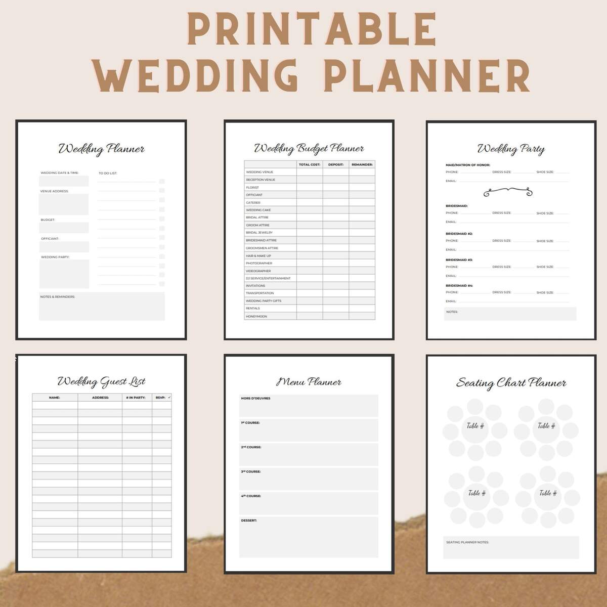 Printable Wedding Planner Kit For Organizing Your Dream Wedding Etsy