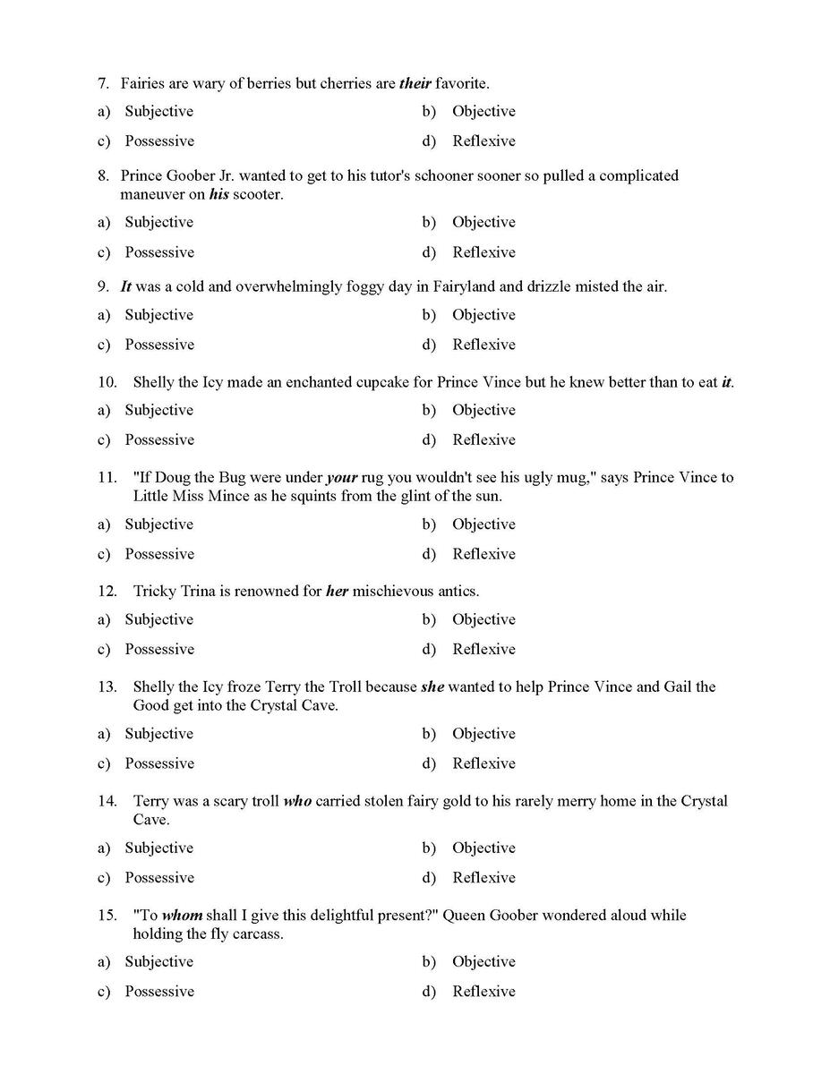 Pronoun Case And Perspective Test With Fairies Reading Level 3 Preview
