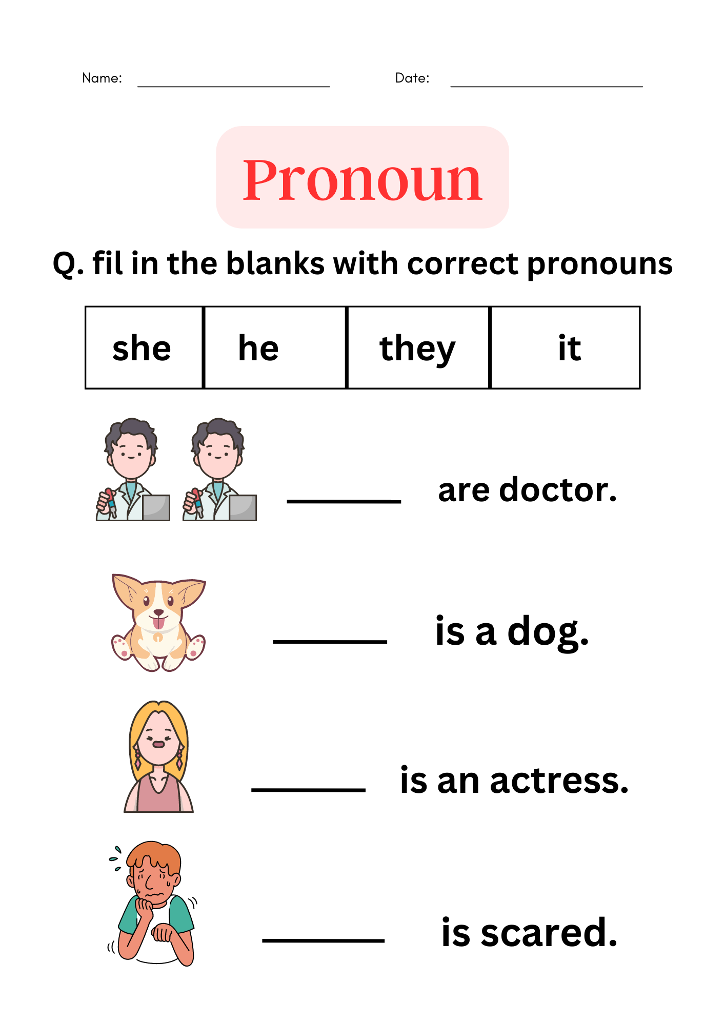 Personal Pronouns Read And Circle The Correct Pronouns Grammar Worksheet Book 1 Ezpzlearn