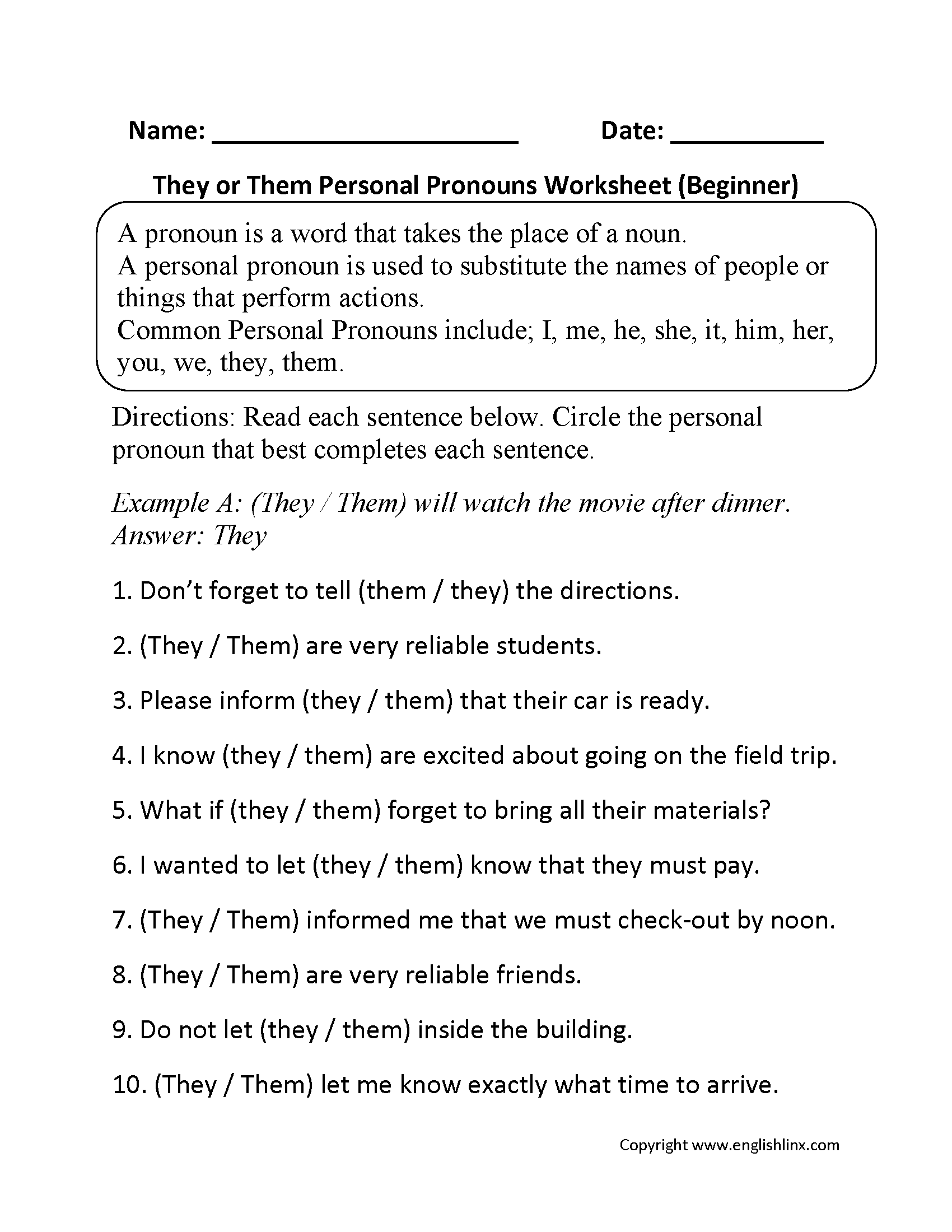Pronouns Worksheets Personal Pronouns Worksheets Pronouns Worksheets Personal Pronouns Worksheets