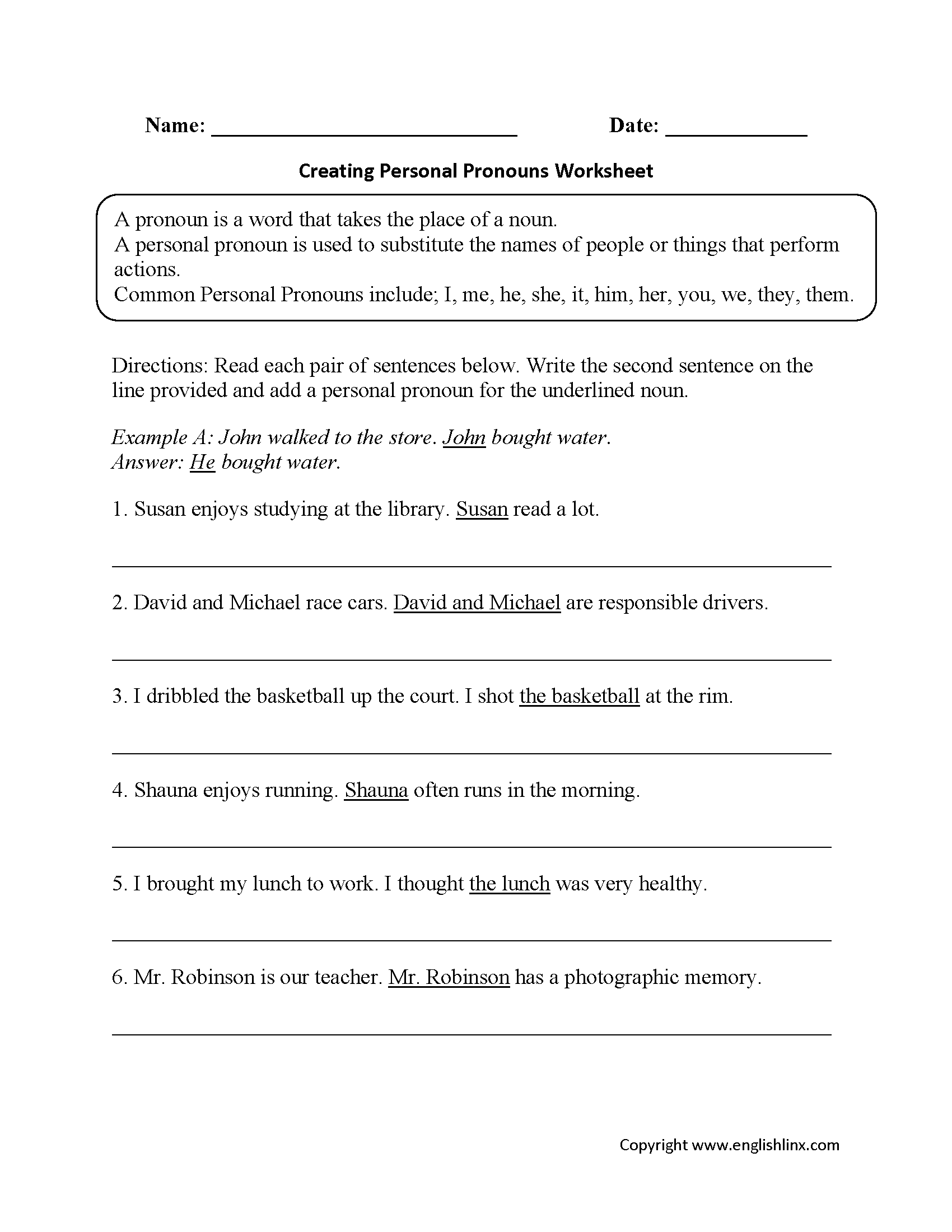 Pronouns Worksheets Personal Pronouns Worksheets Pronouns Worksheets Personal Pronouns Worksheets