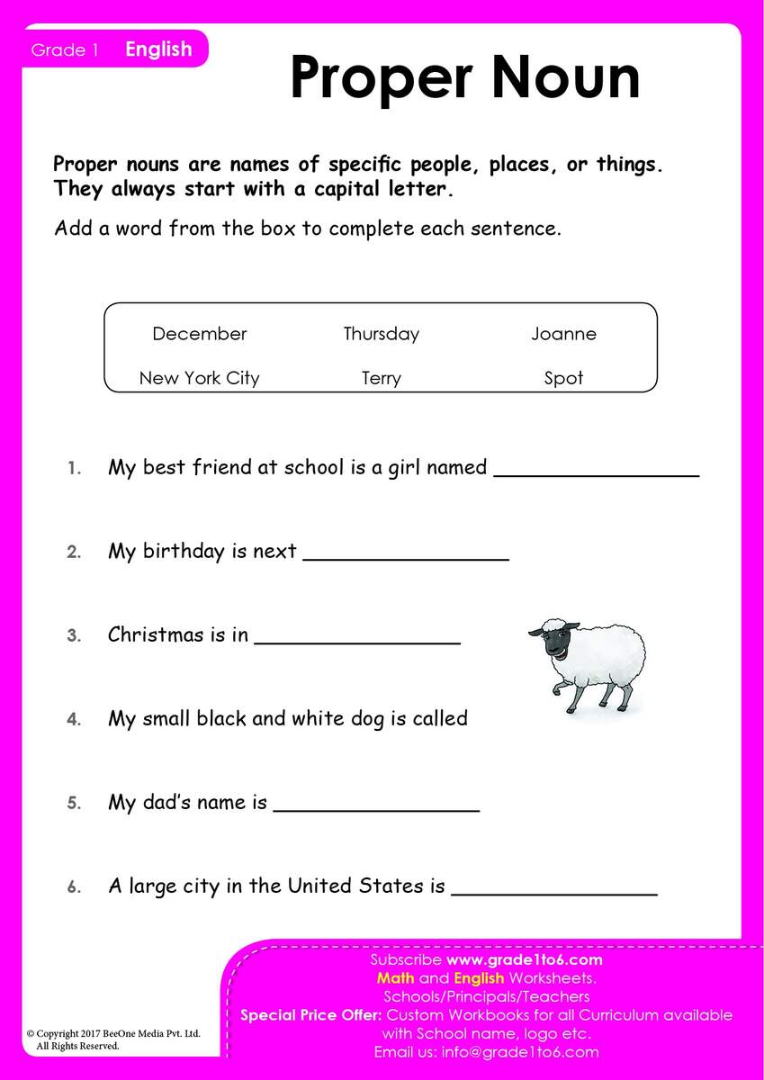 Proper Nouns Grammar Worksheets Nouns Worksheets Types Of Nouns Common And Proper Nouns Nouns Review Made By Teachers