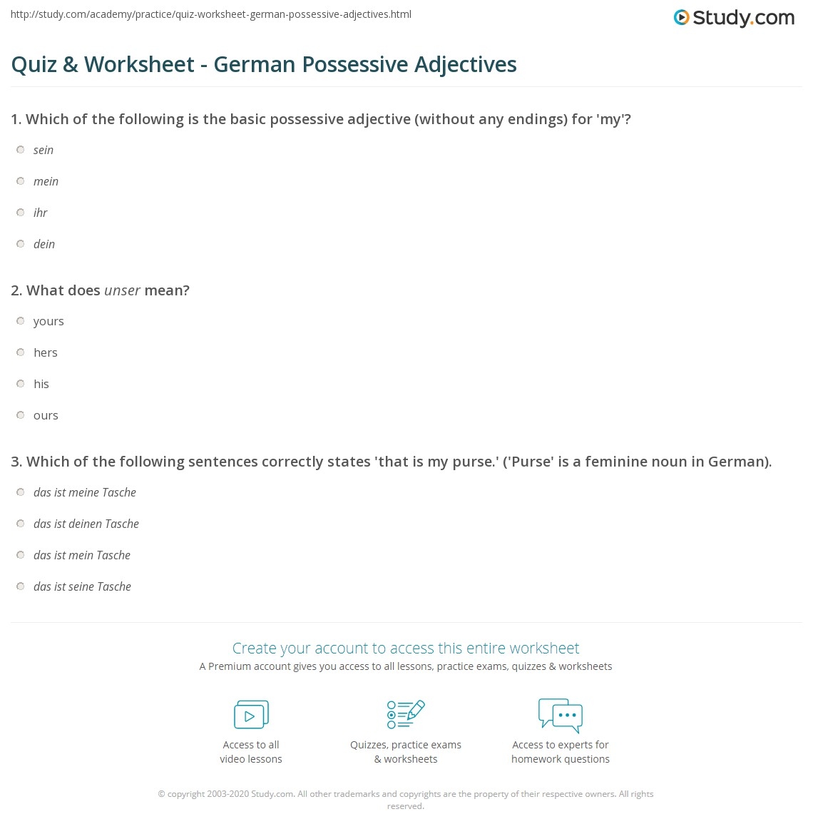 GERMAN POSSESSIVE PRONOUNS Grammar Cheat Sheet Etsy