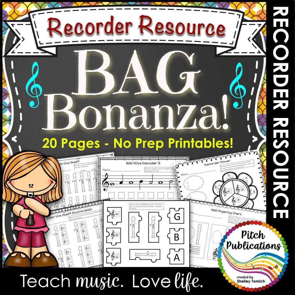 Recorder Resource BAG Bonanza 20 Page No Prep Worksheets Recorder Resource BAG Bonanza 20 Page No Prep Worksheets