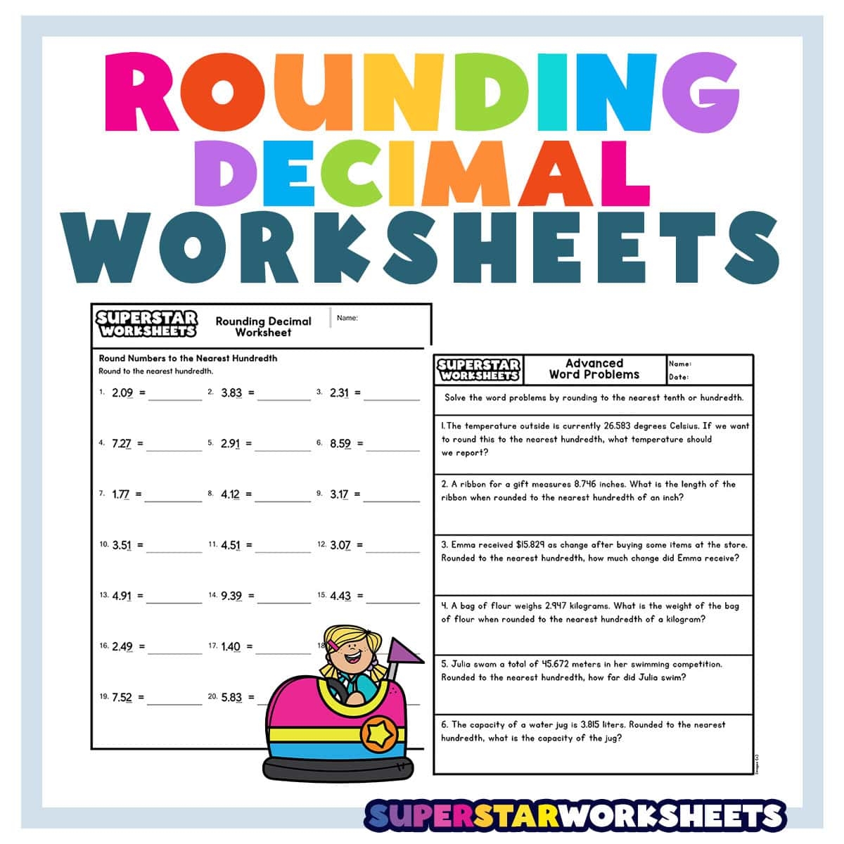 Rounding Decimal Worksheets Superstar Worksheets Rounding Decimals To The Nearest Whole