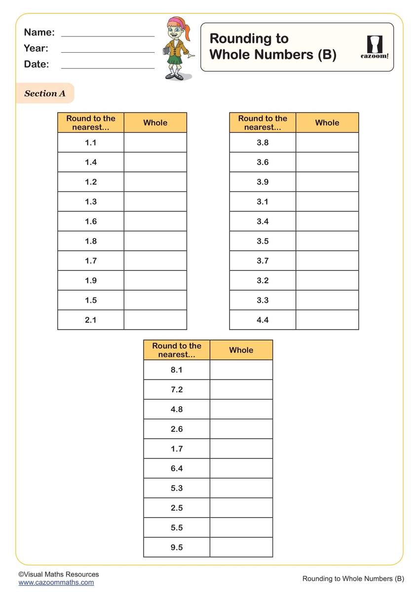 Rounding To Whole Numbers Worksheet PDF Printable Number Worksheets Rounding To Whole Numbers Worksheet PDF Printable Number Worksheets