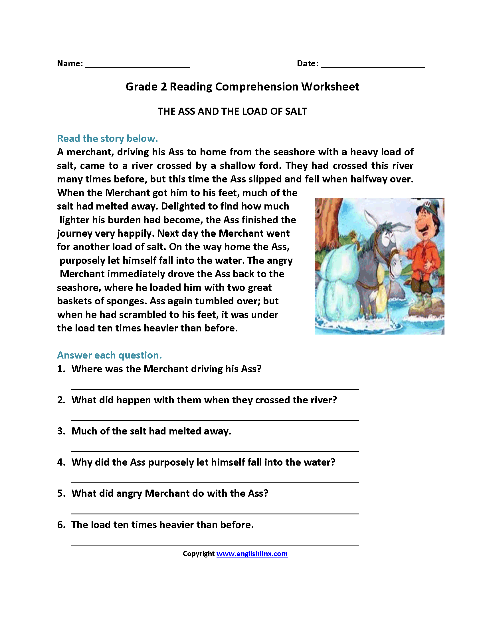 2nd Grade Reading Comprehension Worksheets Free Printable Passages Questions