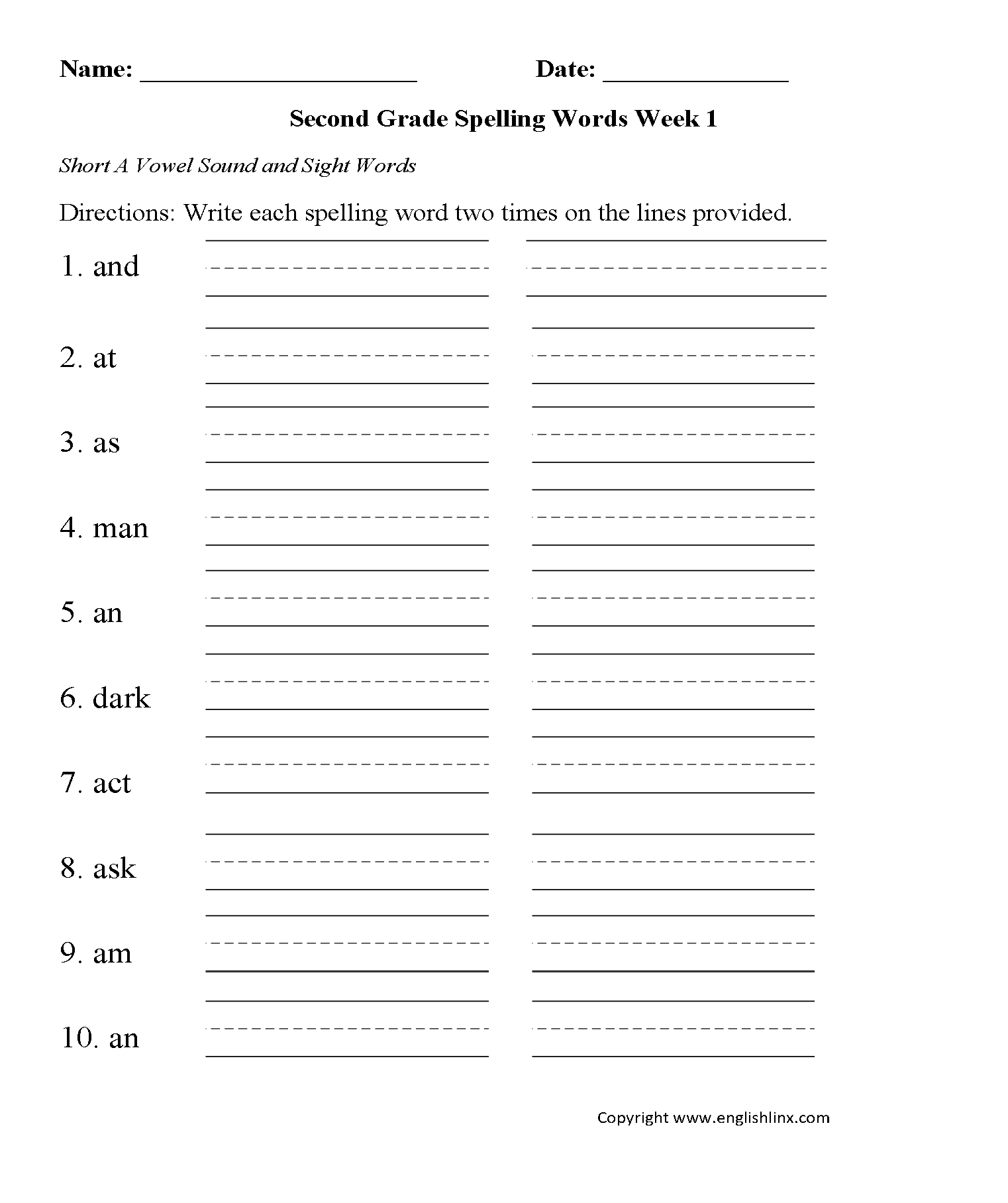 Second Grade Spelling Worksheets Free Word Lists Printable Practice Wonders Second Grade Unit Three Week Four Printouts