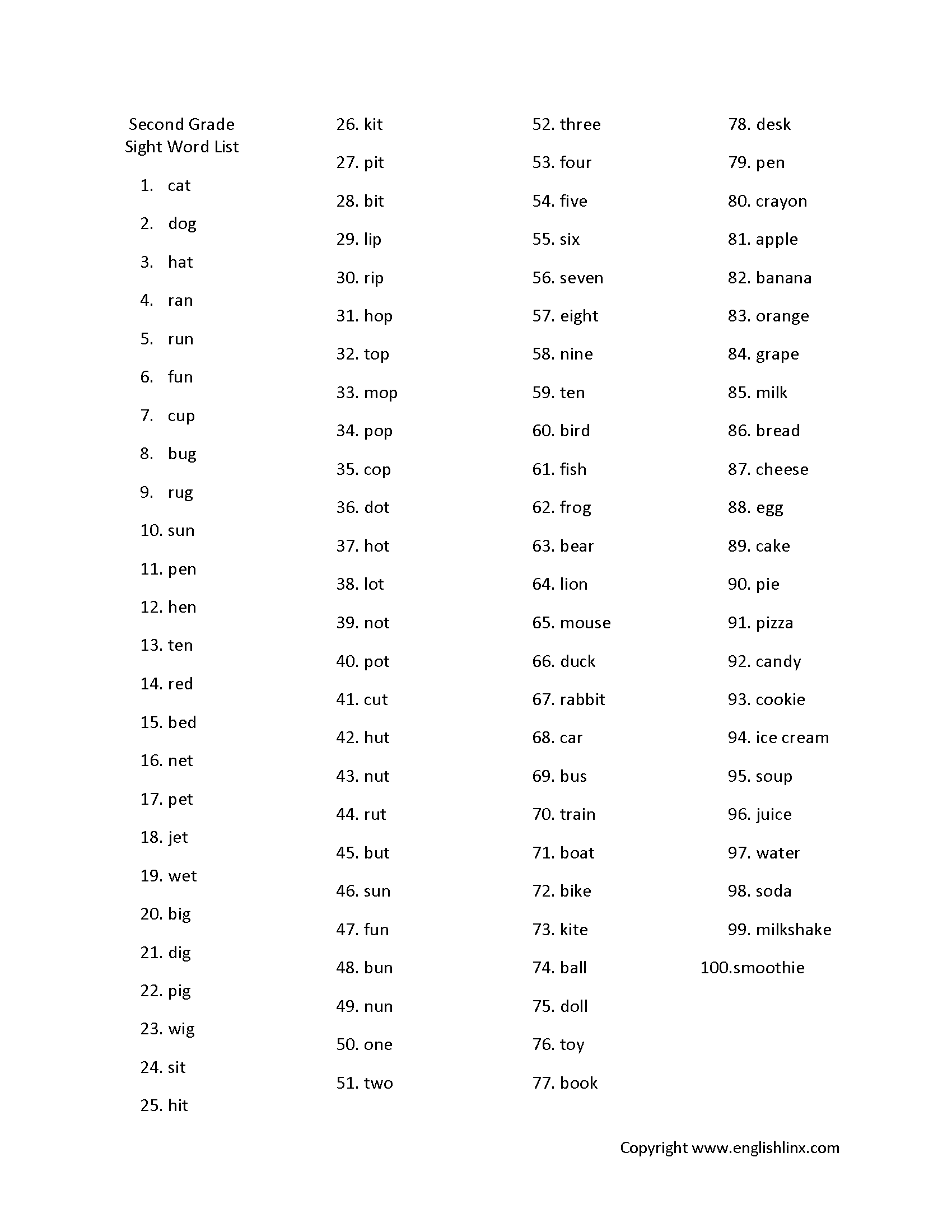 Second Grade Spelling Worksheets Second Grade Sight Words List Second Grade Spelling Worksheets Second Grade Sight Words List