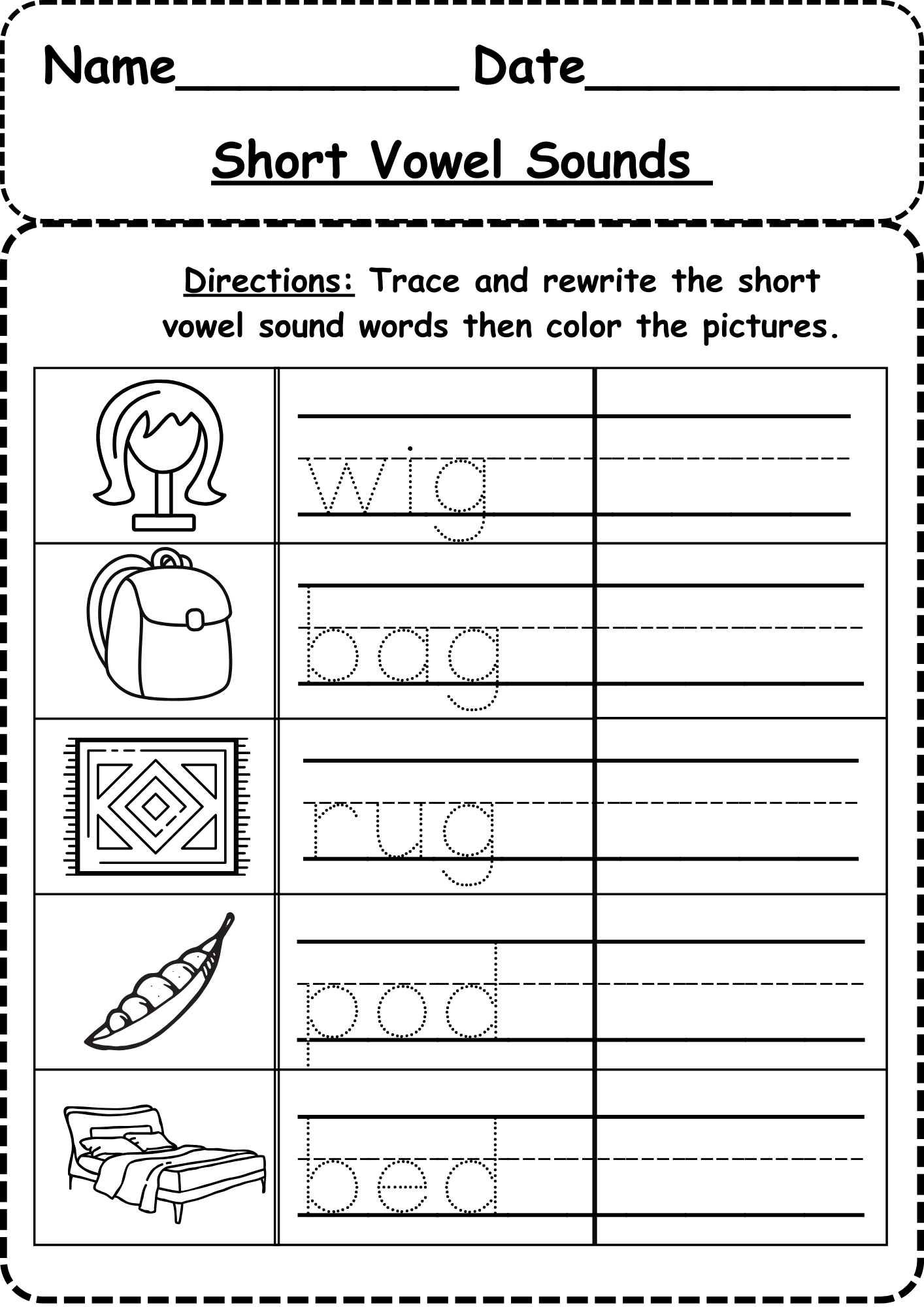Short Vowel Worksheets For Kindergarten Flowers Pdf Reading Elephant