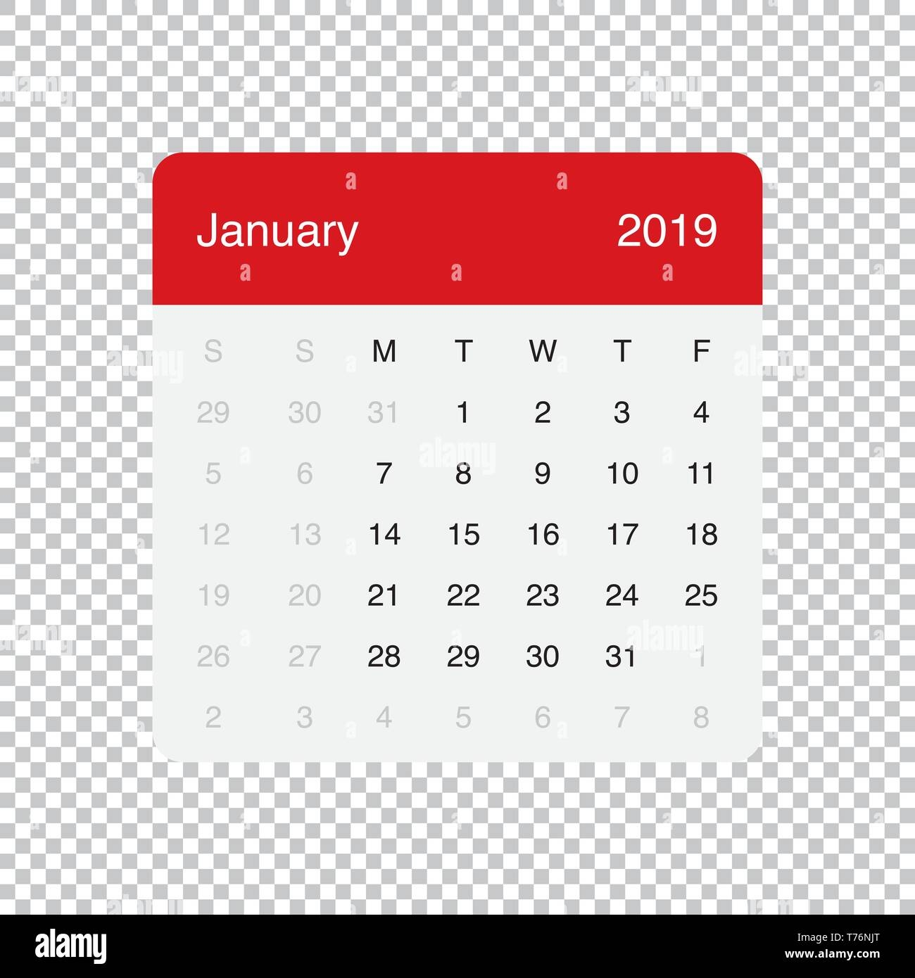 Simple Calendar On January 2019 Year With Week Starting From Monday On White Stock Vector Image Art Alamy Simple Calendar On January 2019 Year With Week Starting From Monday On White Stock Vector Image Art Alamy