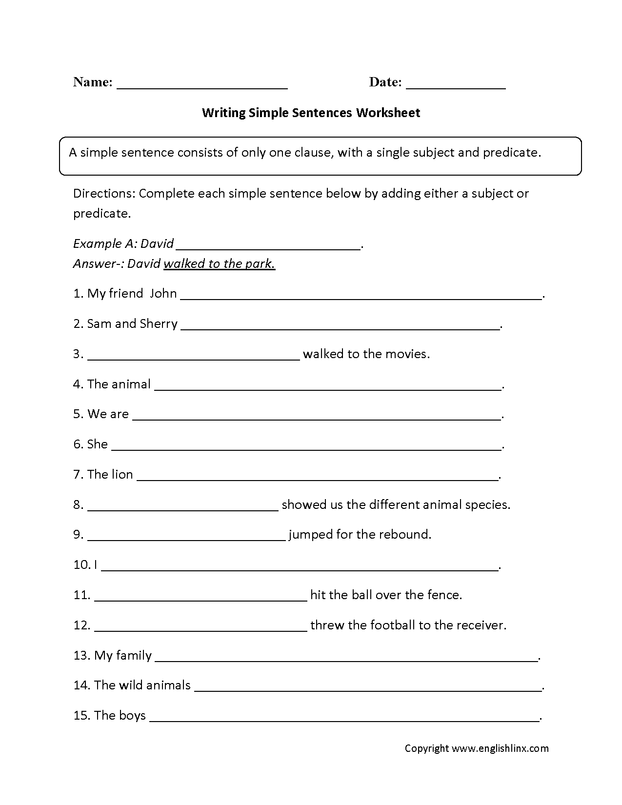Simple Sentences Worksheets Writing With Simple Sentences Worksheet Simple Sentences Worksheets Writing With Simple Sentences Worksheet