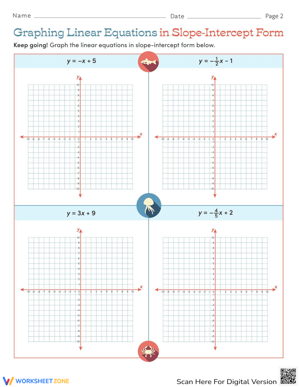 Slope Intercept Form Worksheets