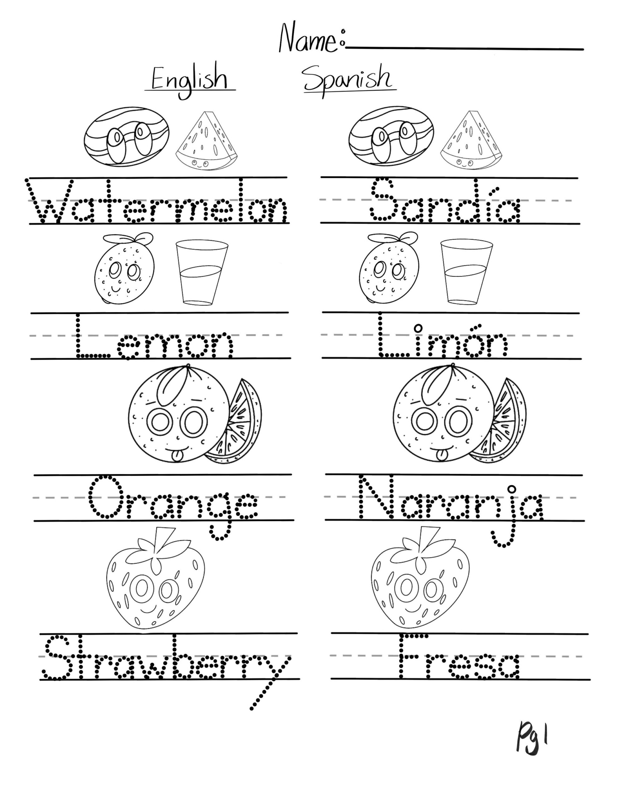 Spanish And English Language Learning Downloadable PDF Worksheets Kinder First Grade And Home School Etsy Israel