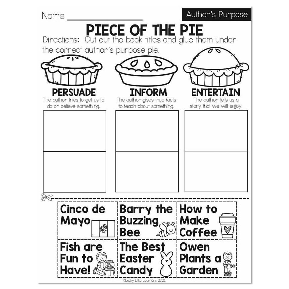 Spring Early Finishers 1st Grade ELA Authors Purpose Worksheets Library Free Printable Author S Purpose Worksheet Bundle 3 Activities We Are Teachers