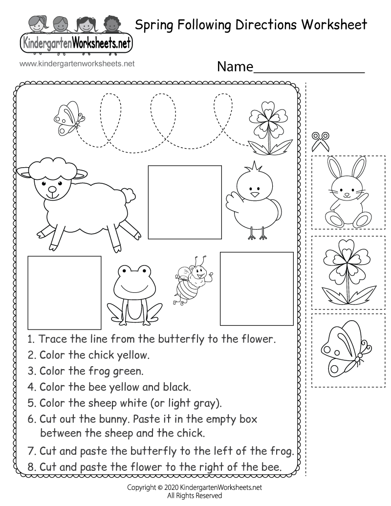 Spring Following Directions Worksheet Free Printable Digital PDF