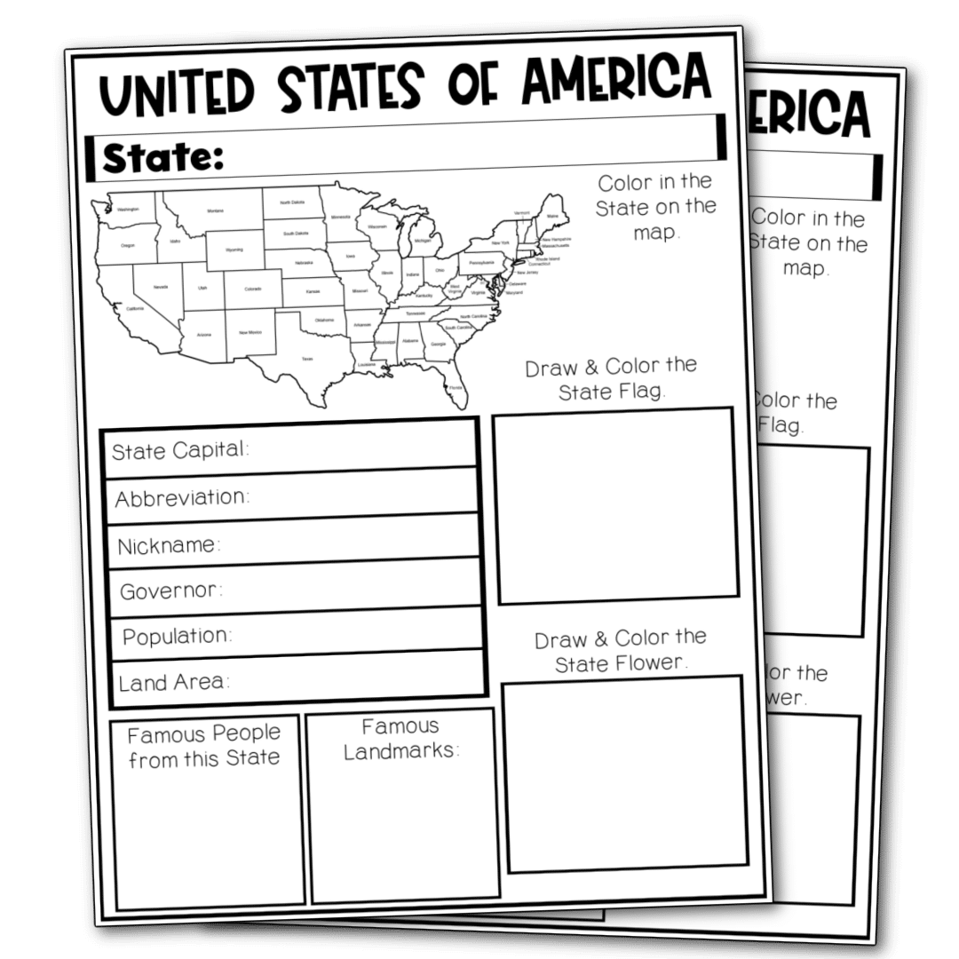 State Facts Worksheet Fun Educational State Facts Worksheet For Kids