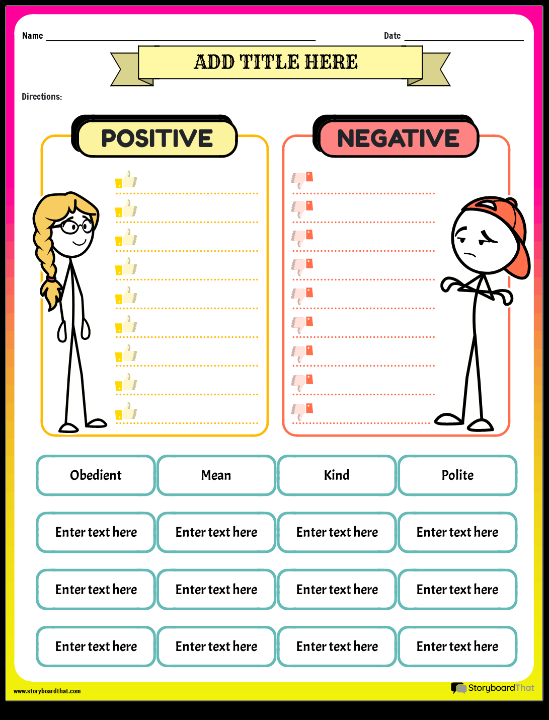 FREE Character Traits Worksheet