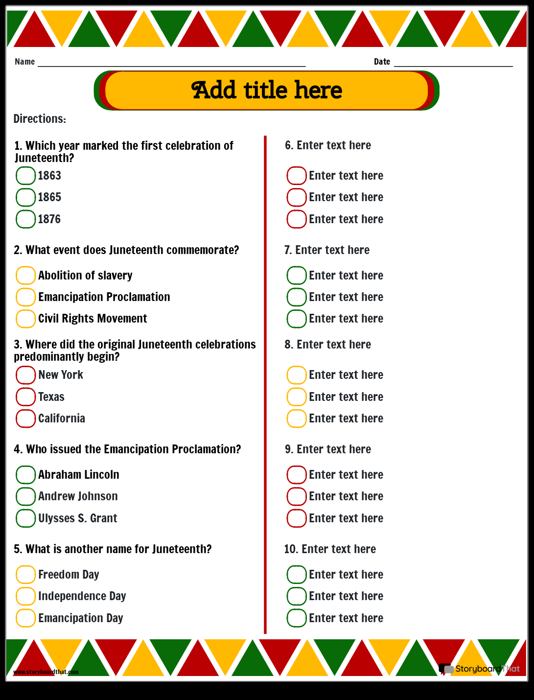 Storyboard That Free Juneteenth Worksheets For Kindergarten And Up Storyboard That Free Juneteenth Worksheets For Kindergarten And Up
