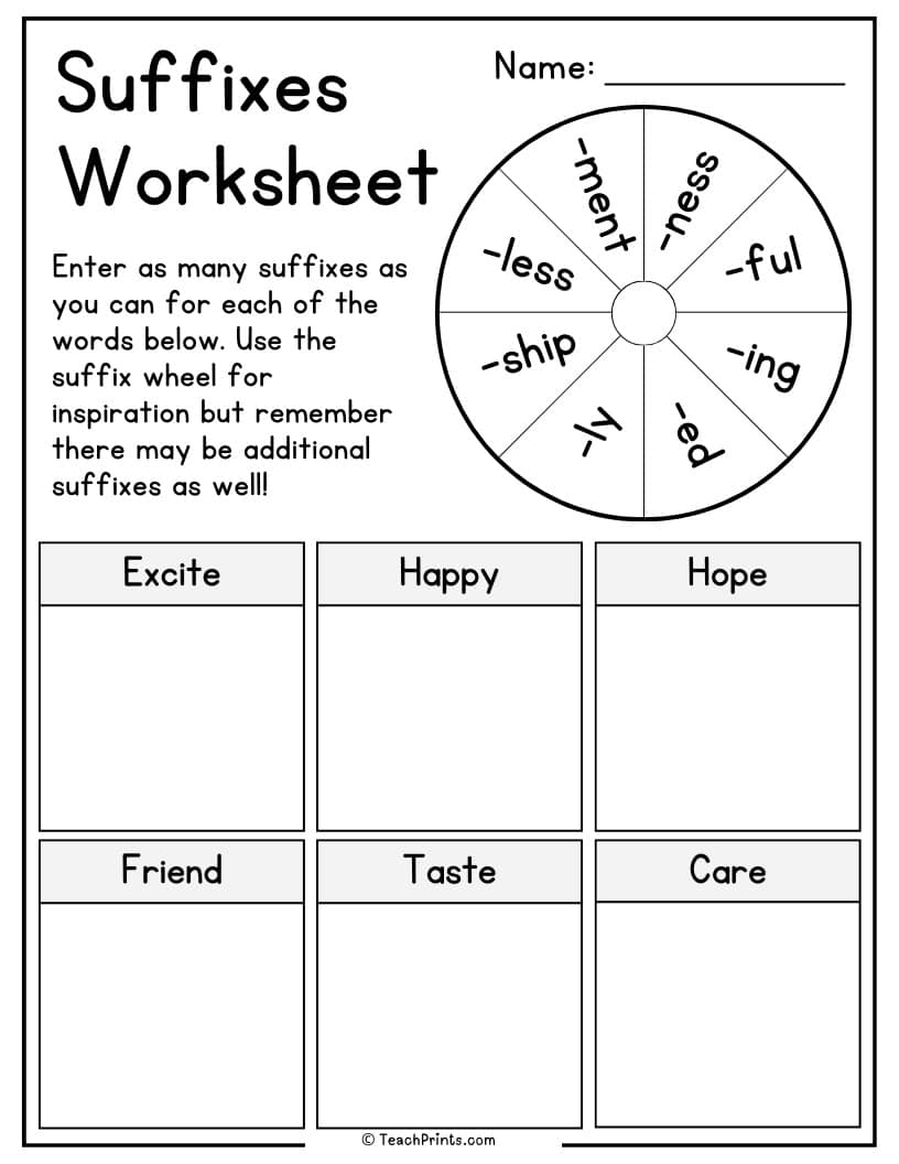 Suffix Worksheets 10 Free PDF Printables Teach Prints Suffix Worksheets 10 Free PDF Printables Teach Prints