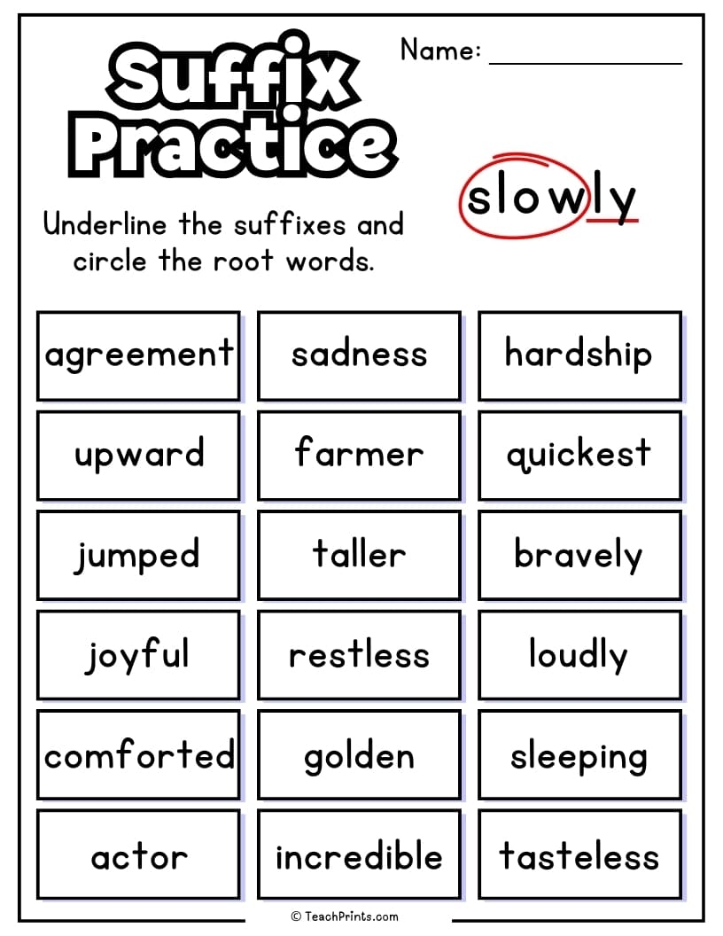 Suffix Worksheets 10 Free PDF Printables Teach Prints Suffix Worksheets 10 Free PDF Printables Teach Prints