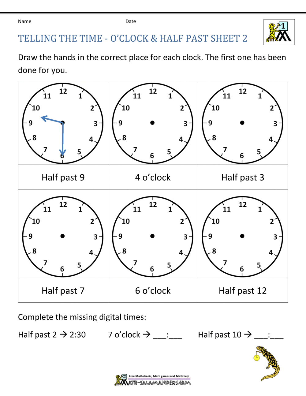 Time Worksheet O Clock Quarter And Half Past