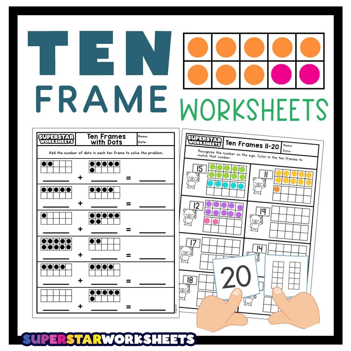 Ten Frame Worksheets Superstar Worksheets Counting Numbers 11 20 With Ten Frame Objects Worksheets Etsy