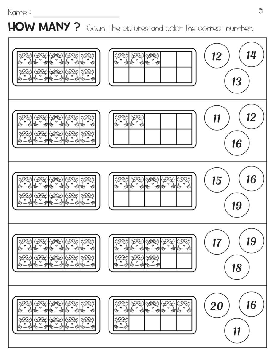 Ten Frames Counting Numbers 11 20 Worksheets Summer Theme Etsy