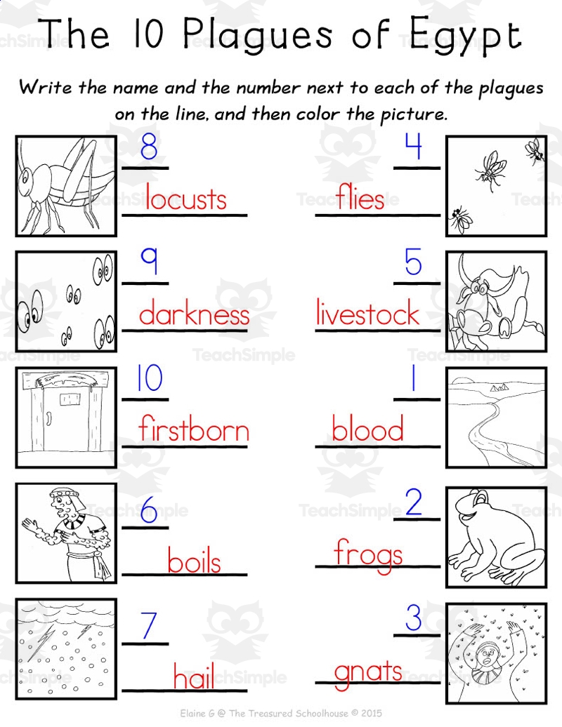 Plagues Of Egypt Printable Craft Sunday School Lesson Activity Kids Bible Coloring Pages Moses And The 10 Plagues Passover Parashah Etsy