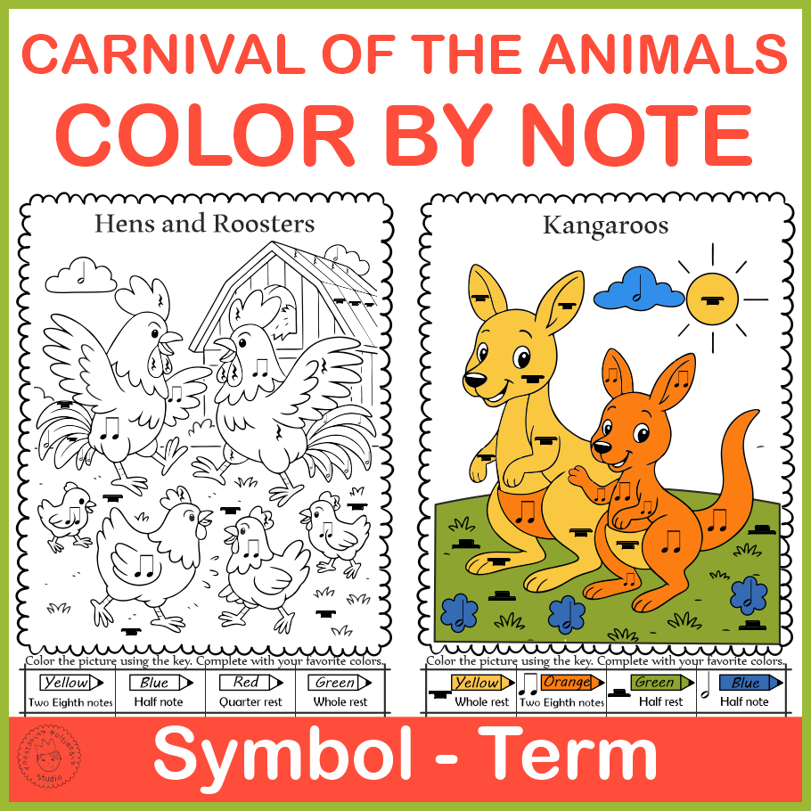 The Carnival Of The Animals Color By Note Pages Music Coloring Work