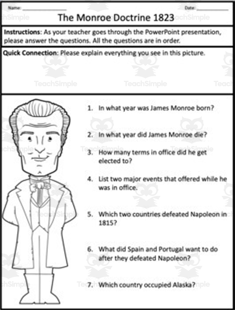 The Monroe Doctrine 1823 PowerPoint Guided Notes Processing Activity By Teach Simple The Monroe Doctrine 1823 PowerPoint Guided Notes Processing Activity By Teach Simple