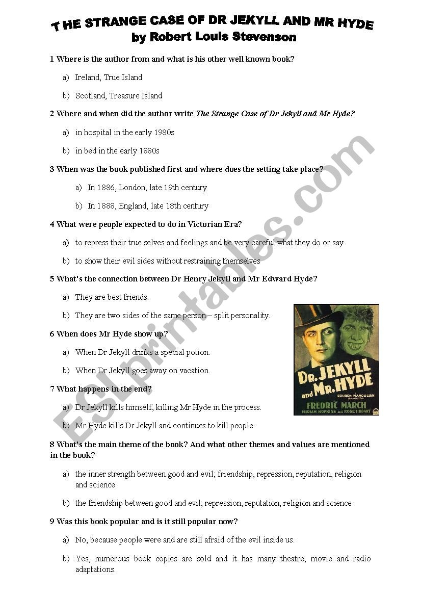 The Strange Case Of Dr Jekyll And Mr Hyde ESL Worksheet By Julia76 The Strange Case Of Dr Jekyll And Mr Hyde ESL Worksheet By Julia76