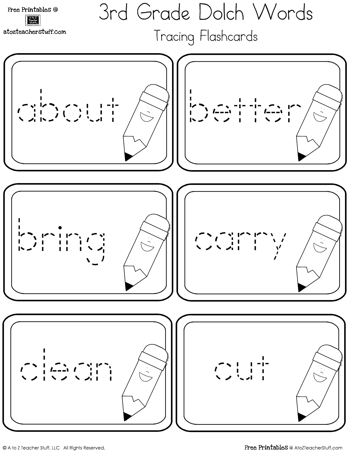 Third Grade Dolch Sight Words Tracing Flashcards A To Z Teacher Stuff Read It Trace It Write It Fry S First 100 Sight Words Fun Early Learning