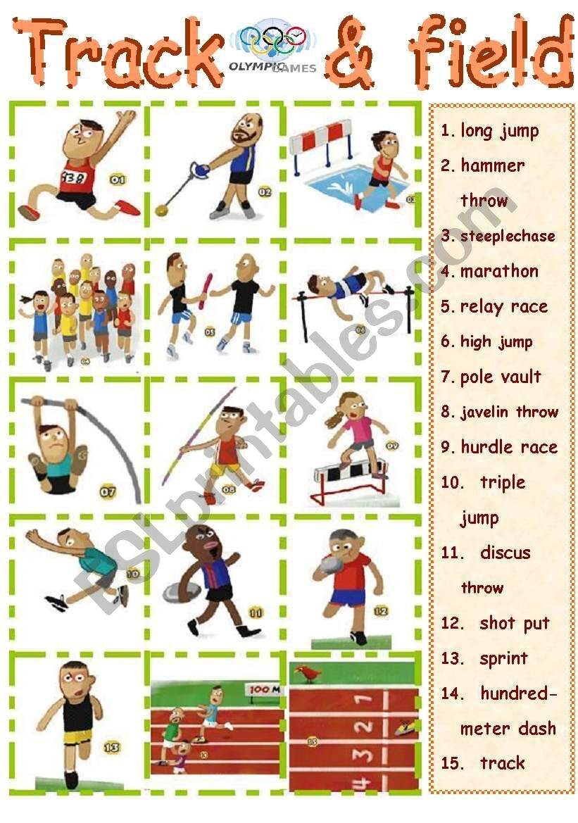 Track Field ESL Worksheet By Evgenia K Track Field ESL Worksheet By Evgenia K