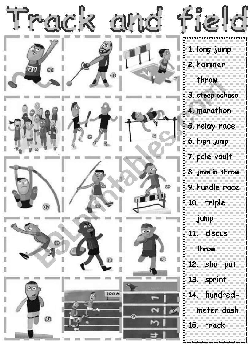 Track Field ESL Worksheet By Evgenia K Track Field ESL Worksheet By Evgenia K