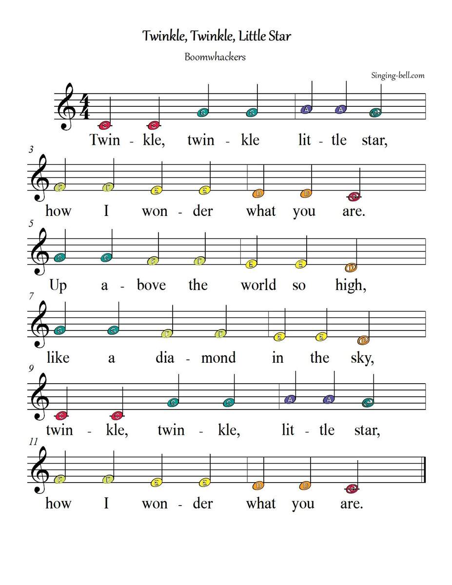 Twinkle Twinkle Little Star Boomwhackers Sheet Music