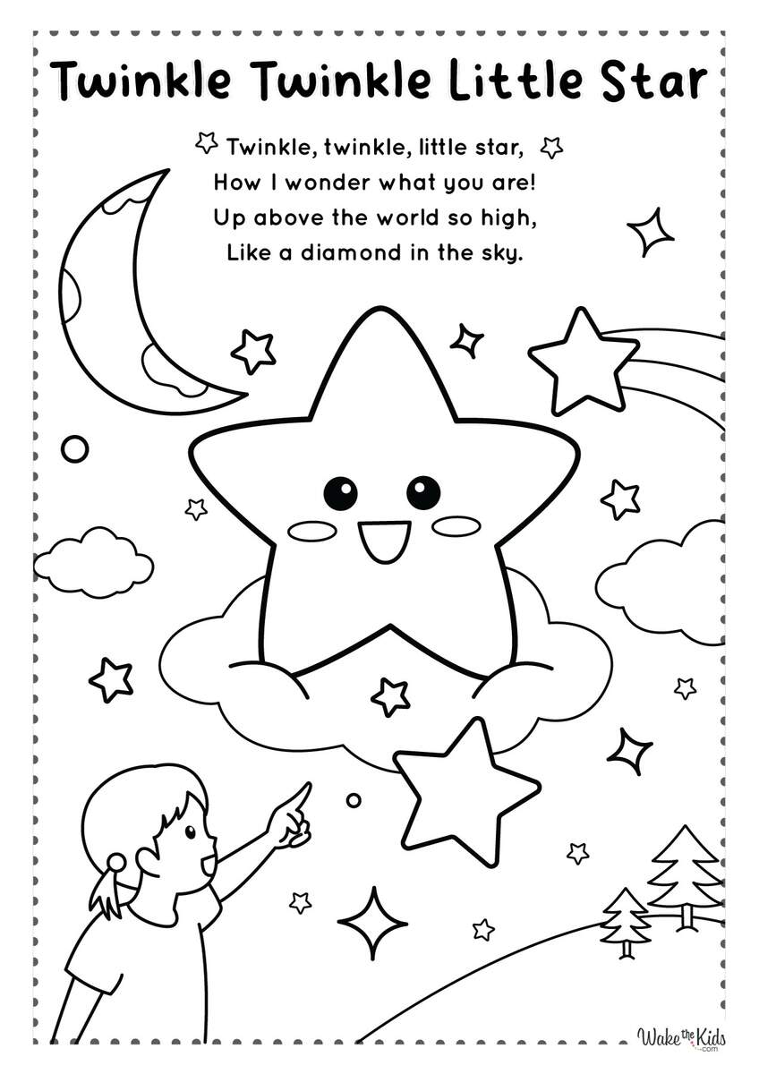 Twinkle Twinkle Little Star Coloring Pages Free Printable PDFs WakeTheKids Twinkle Twinkle Little Star Coloring Pages Free Printable PDFs WakeTheKids
