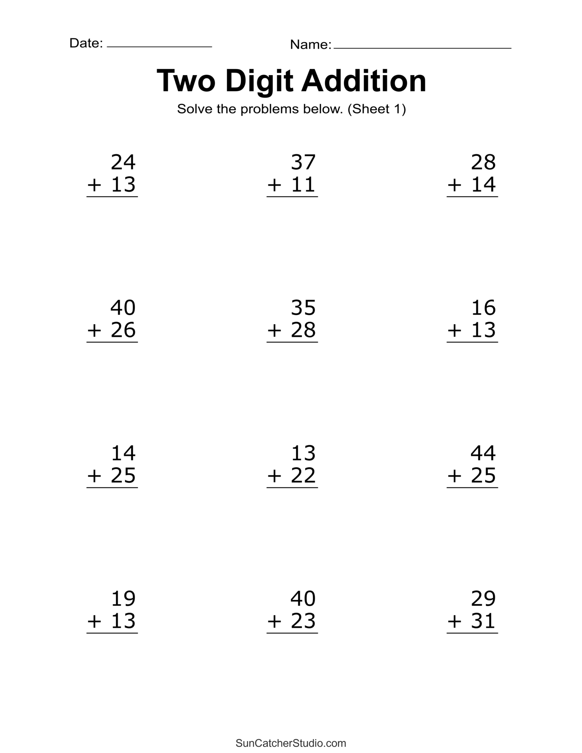Two Digit Addition Worksheets Printable 2 Digit Problems Free Printables Lettering SVG Files Tools Apps Addition Using A Number Line Worksheets No Prep Math Worksheets 1st 2nd Grade Teaching Ideas Made Easy
