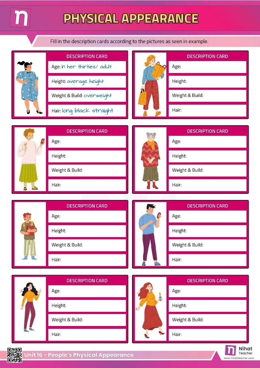 Unit 16 Describing People S Physical Appearance Worksheet 3 Free English Learning And Teaching Resources Free PDF Worksheets And Multiple Choice Tests