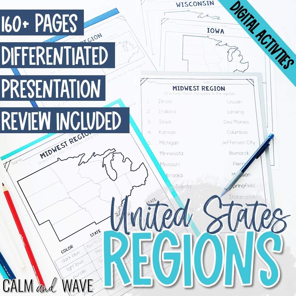 United States Regions Worksheet Printables Calm Wave Printable 5 Regions Of The United States Worksheets For Kids