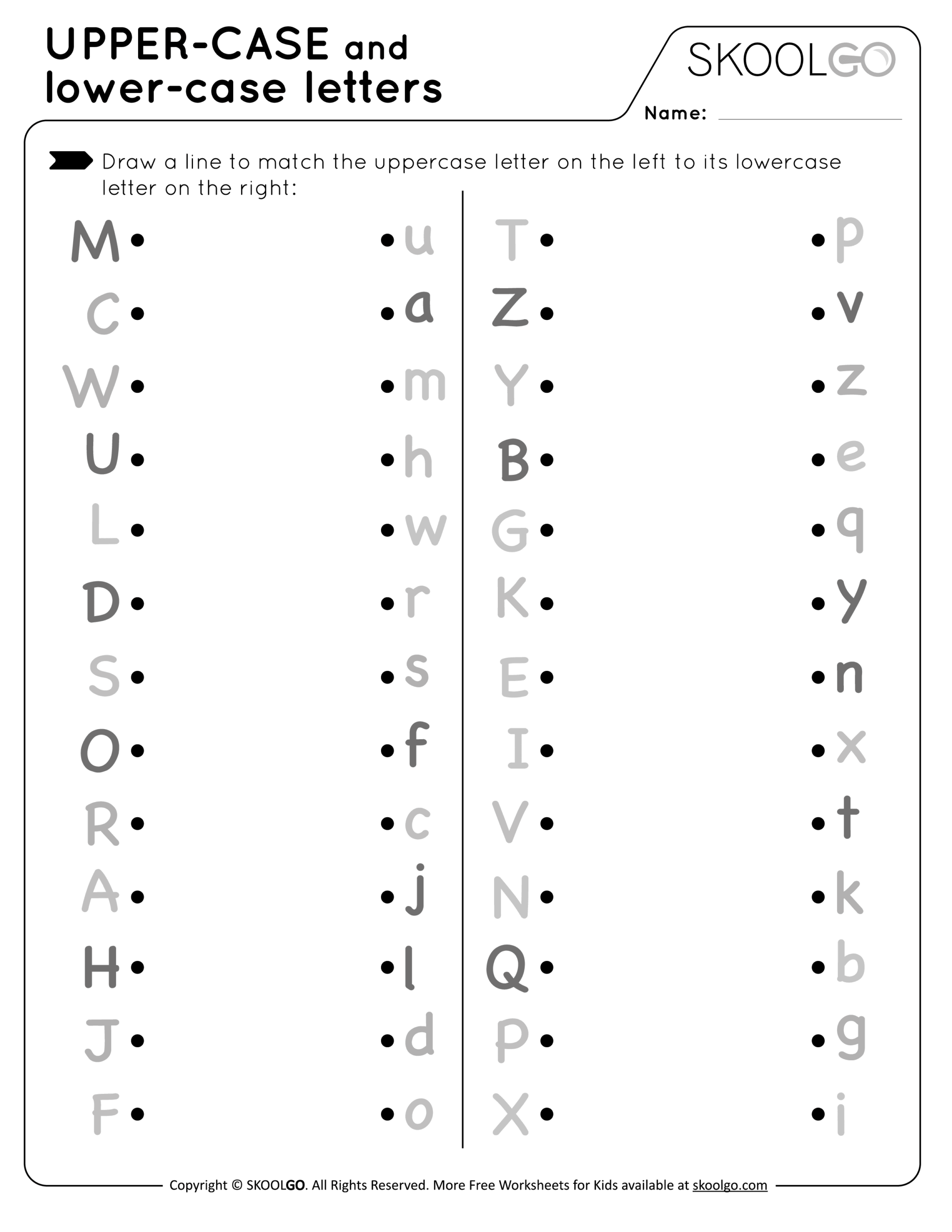 Uppercase Lowercase Letters Practice Worksheet Literacy Learn