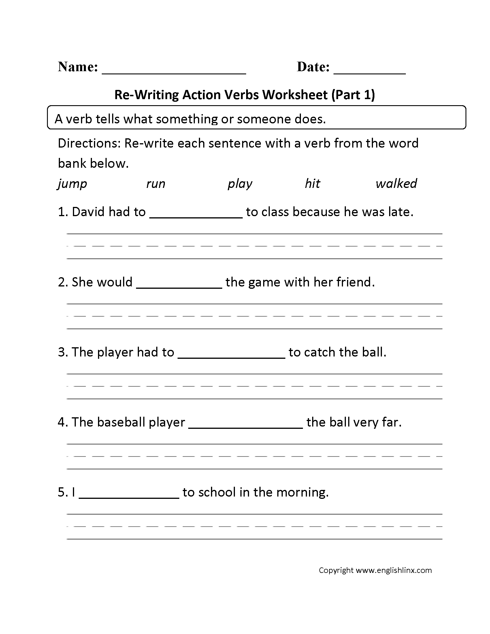 Action Verbs 2 Coloring Cards Free PDF Download Ezpzlearn