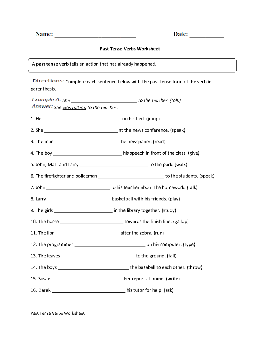Verbs Worksheets Verbs Tenses Worksheets Free Past Tense Worksheets For ESL Classes Games4esl