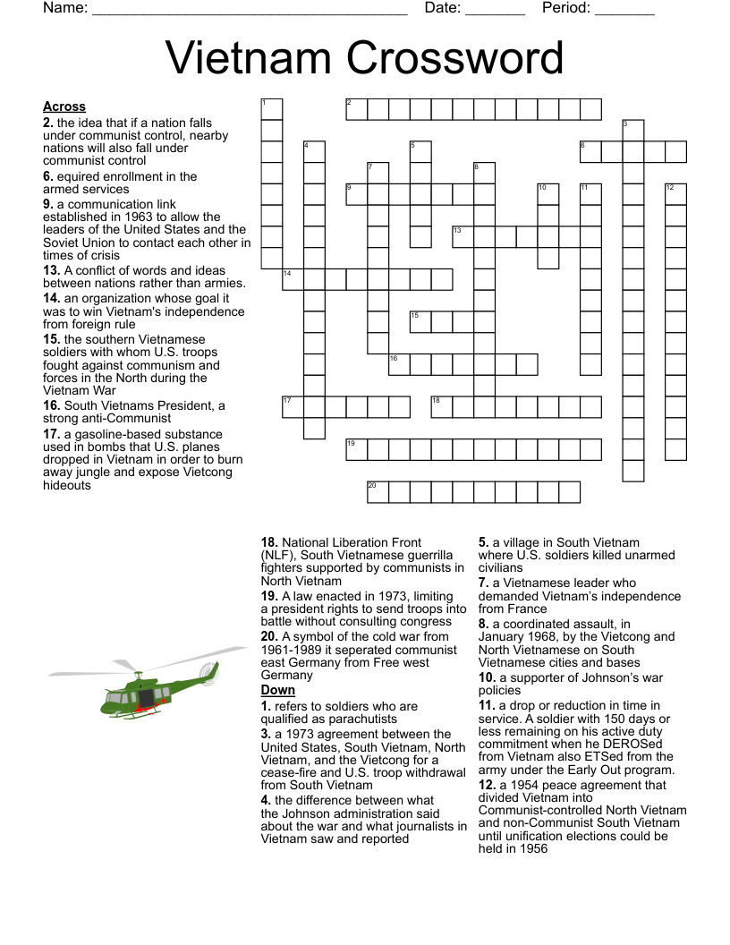 Vietnam War Worksheet WordMint Vietnam War Worksheet WordMint