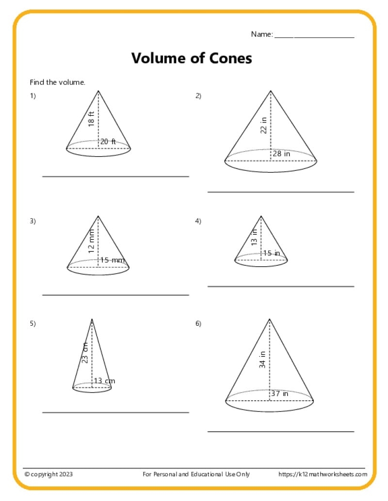 Volume Of Pyramids Cones And Spheres Worksheet Fun And Engaging 8th Grade PDF Worksheets Cazoom Math