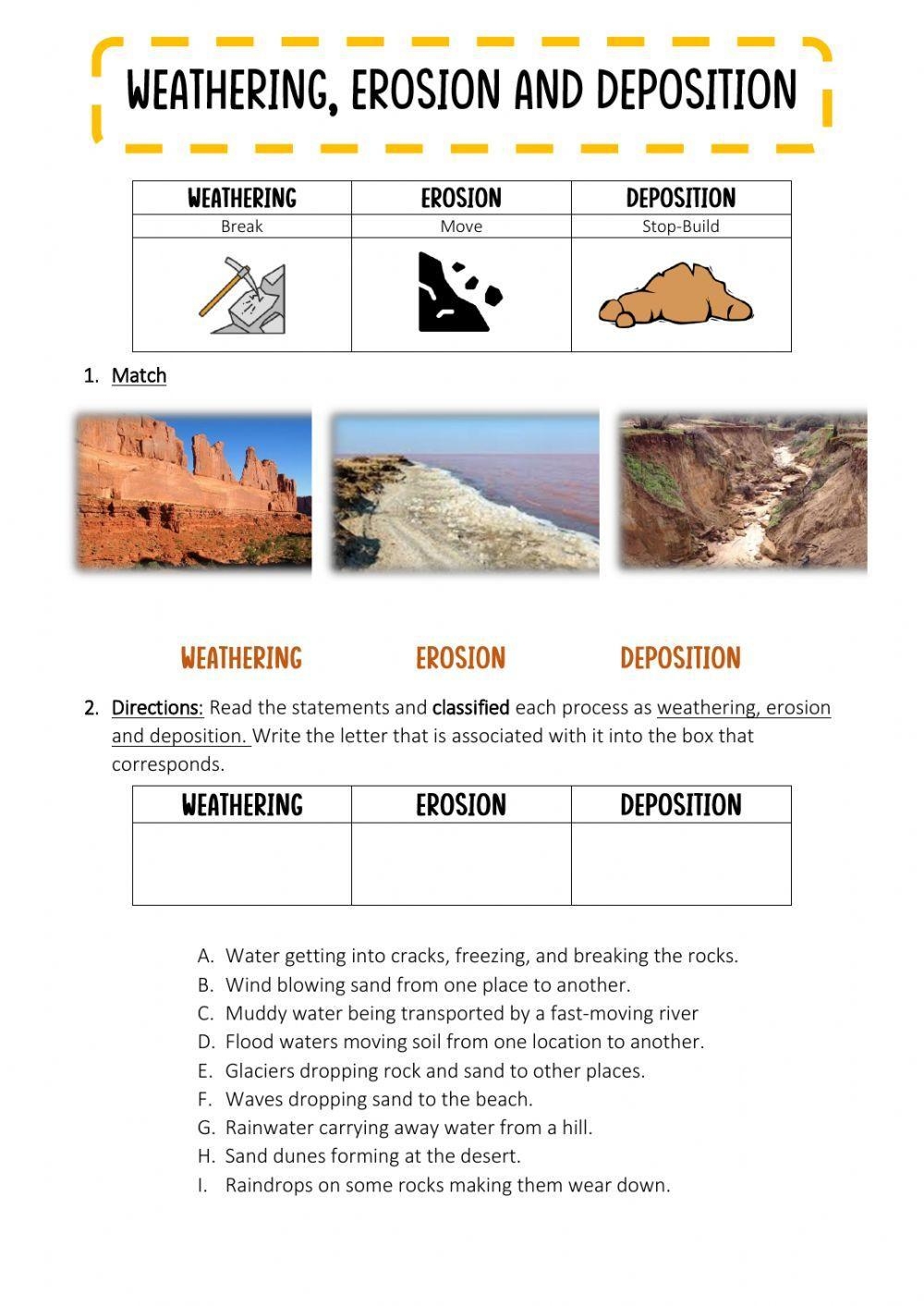 Weathering Erosion And Deposition Worksheet Worksheets Library