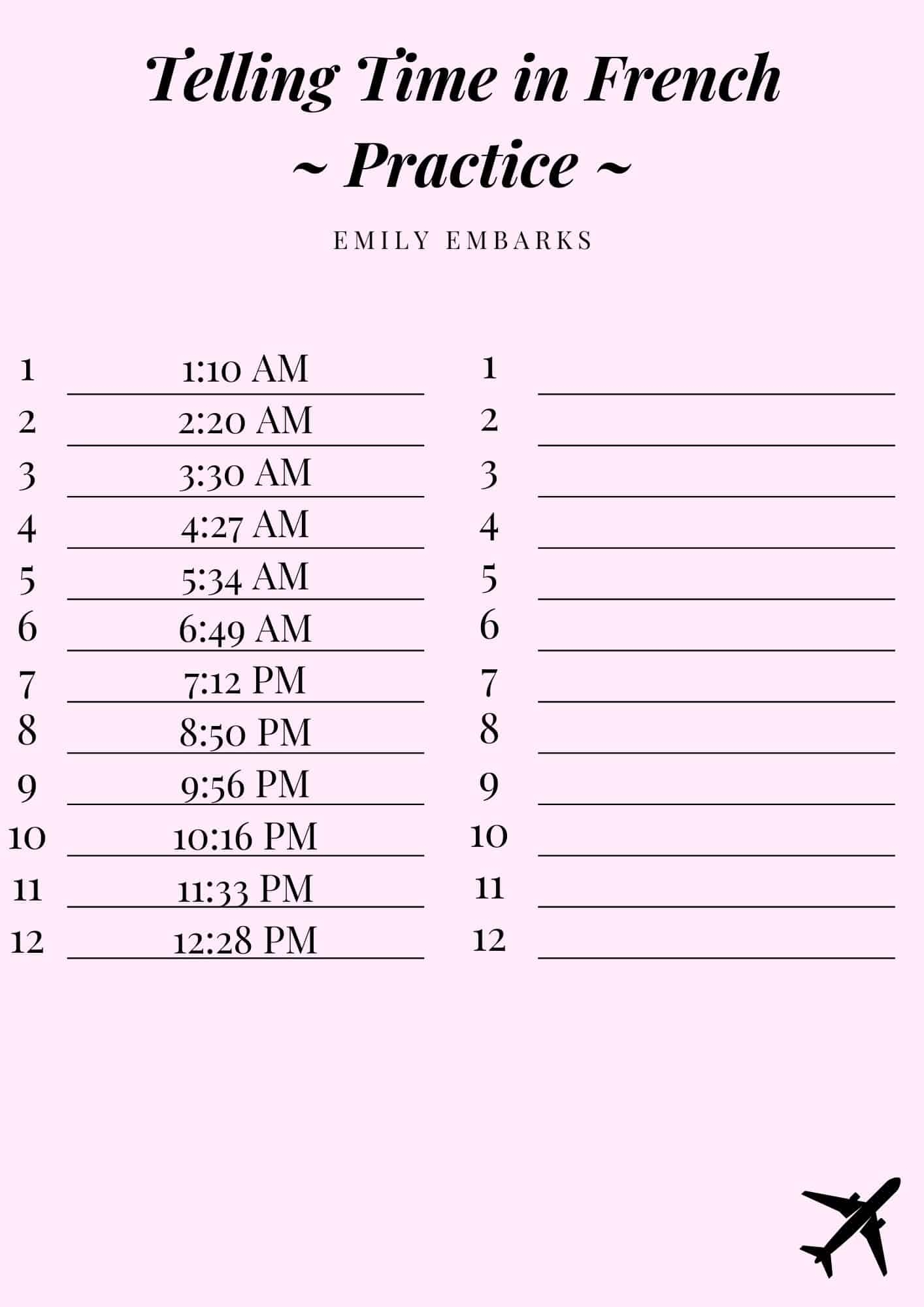 What Time Is It In French 11 Ways How To Ask And Tell Time In Worksheets Library